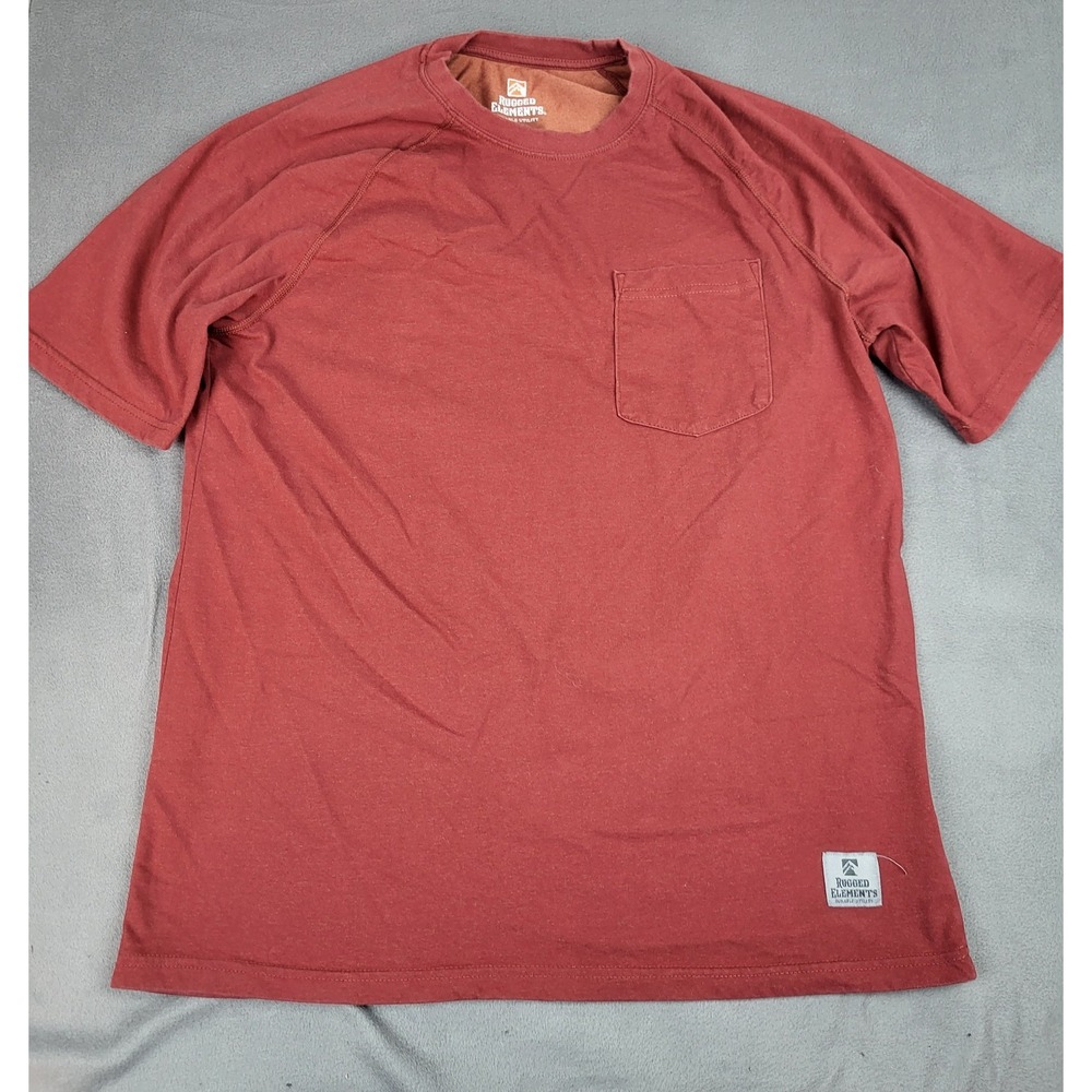 Rugged Element Shirt‎ Mens Medium Red Lightweight Outdoor Crew Neck Work Pocket